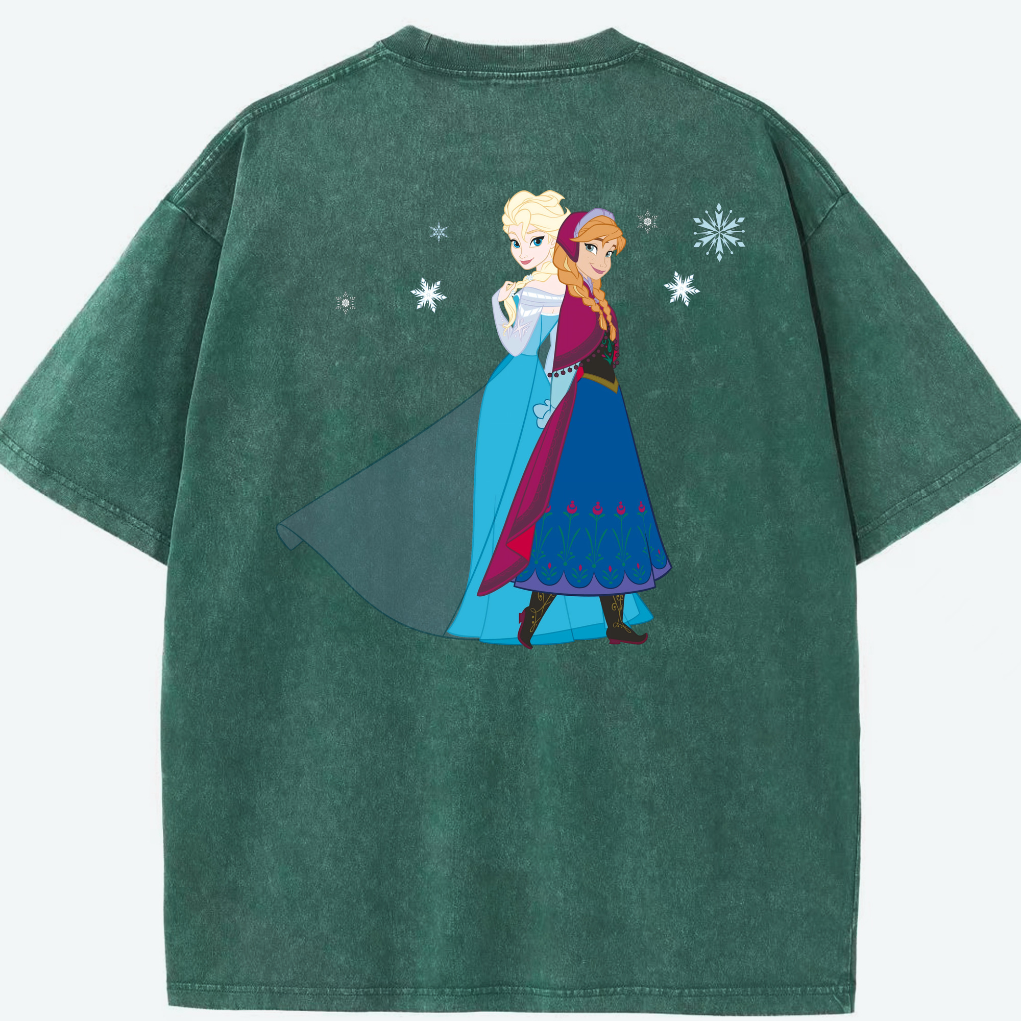 （画像用） アナと雪の女王 アンナ エルサ Frozen Anna Elsa 綿100% ヴィンテージ風 半袖Tシャツ（背面プリント）
